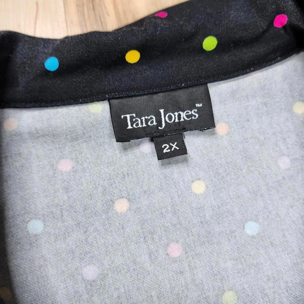 Tara Jones Plus Size 2X Black Polka Dot Button-Up Jacket - Picture 3 of 6